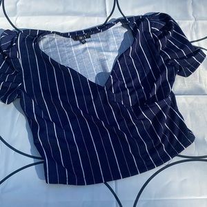 Iris Blue and White striped shirt size M